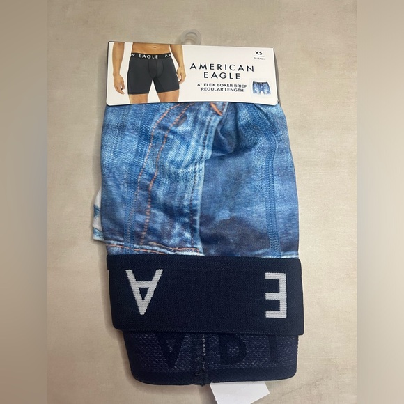 American Eagle Men Underwear Blue Denim Jort 6” Flex Boxer‎ Briefs XS - Picture 2 of 3